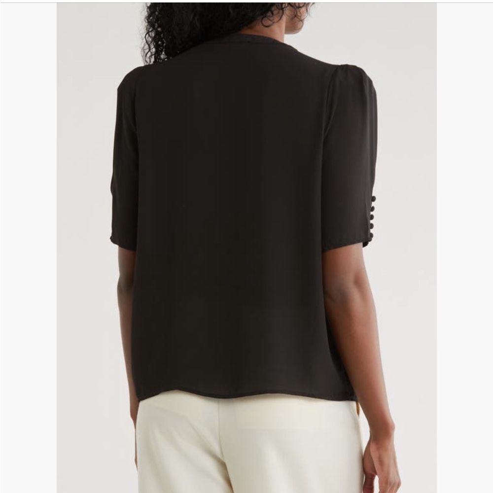 T TAHARI WOVEN TIE NECK BLOUSE NWT SIZE SMALL - Picture 2 of 3